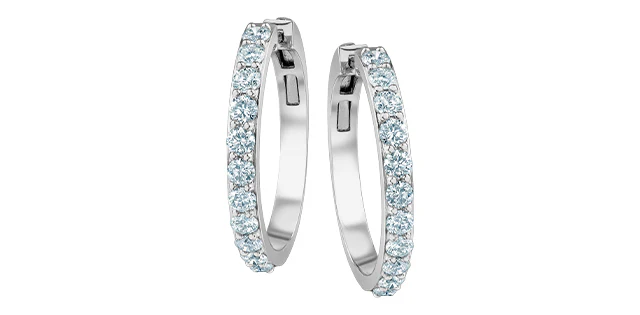 Hoop Earrings - 14kt White Gold - 1.50ct Lab Grown Diamonds - Image 4