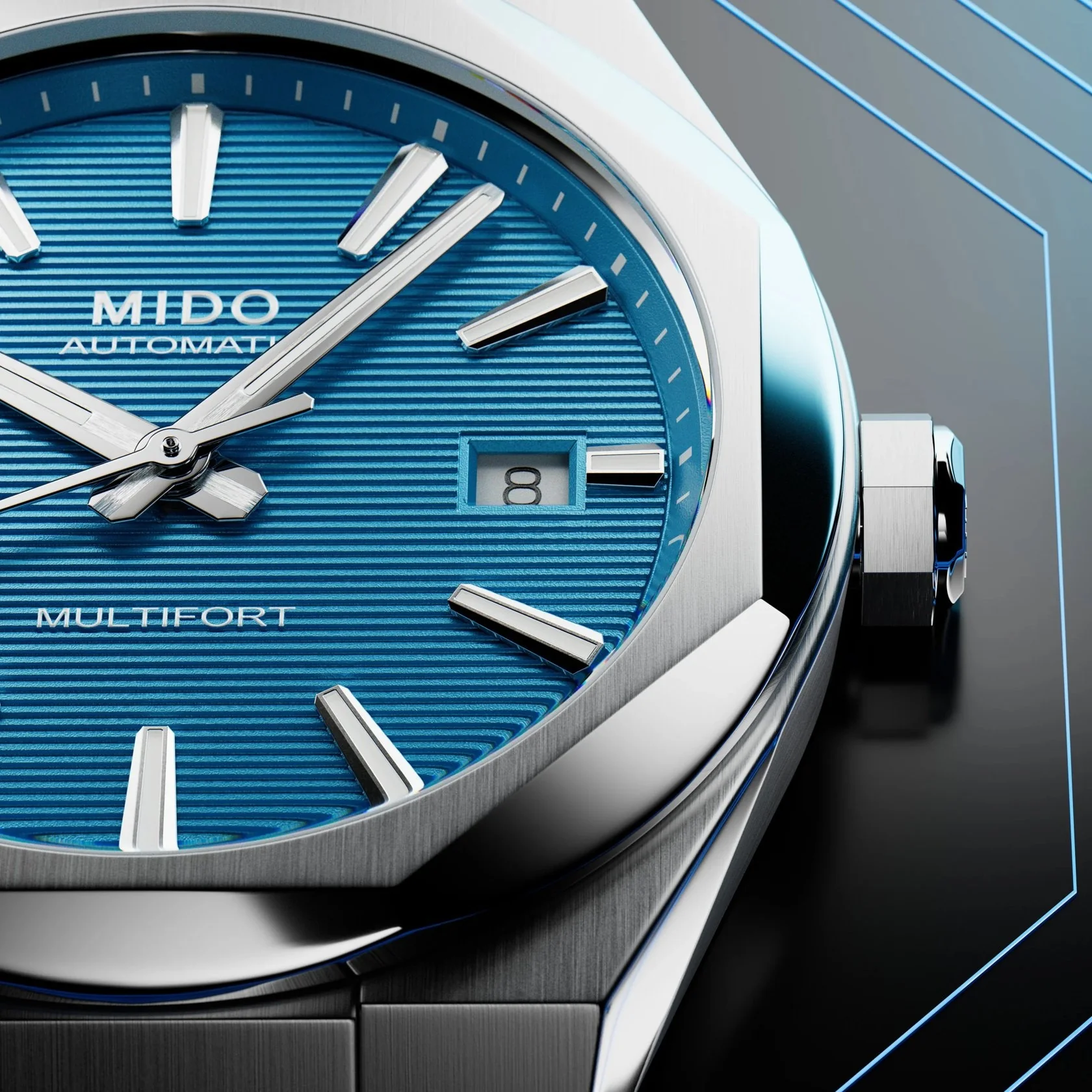 Mido Multifort 8 One Crowns - Turquoise - 38.40 x 40 mm | M0555071104100 - Image 5