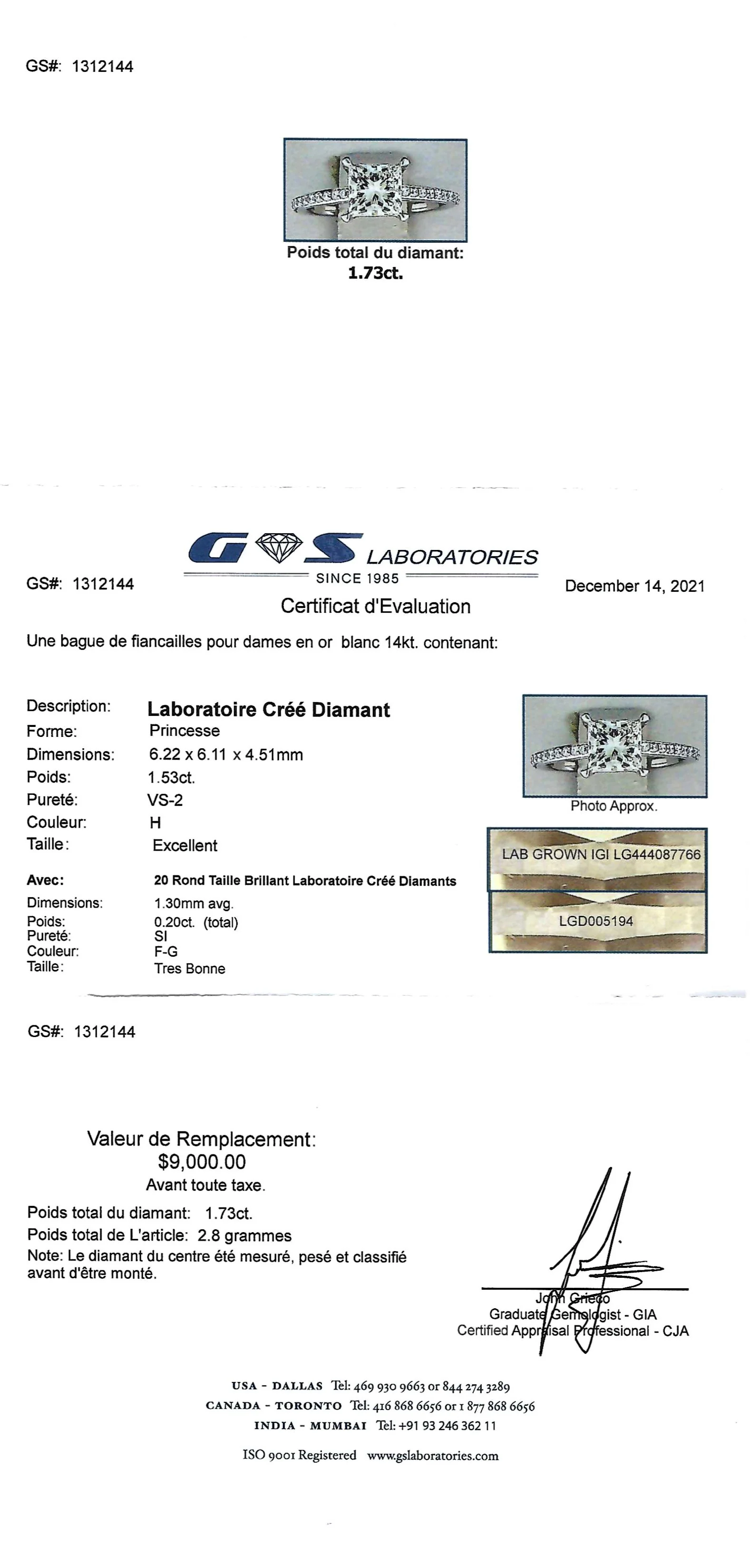Solitaire Ring 14KT | LGD | 1.50ct princess cut center - Image 6